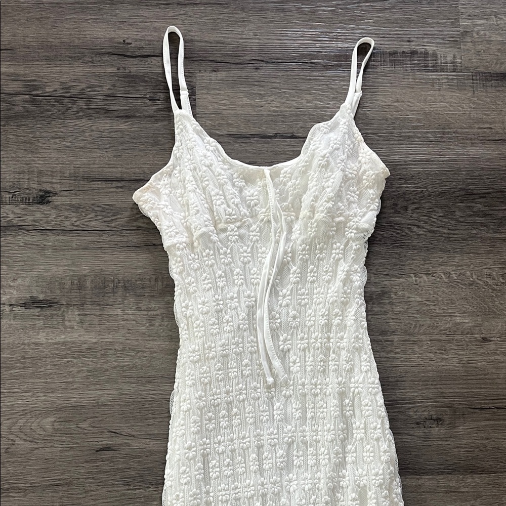 White Lace Spaghetti Strap Dress